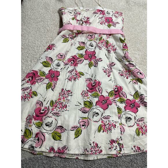 Ann Taylor Loft Floral Dress Womens Sz 10 Removable Straps White Pink *tiny flaw - Picture 4 of 10